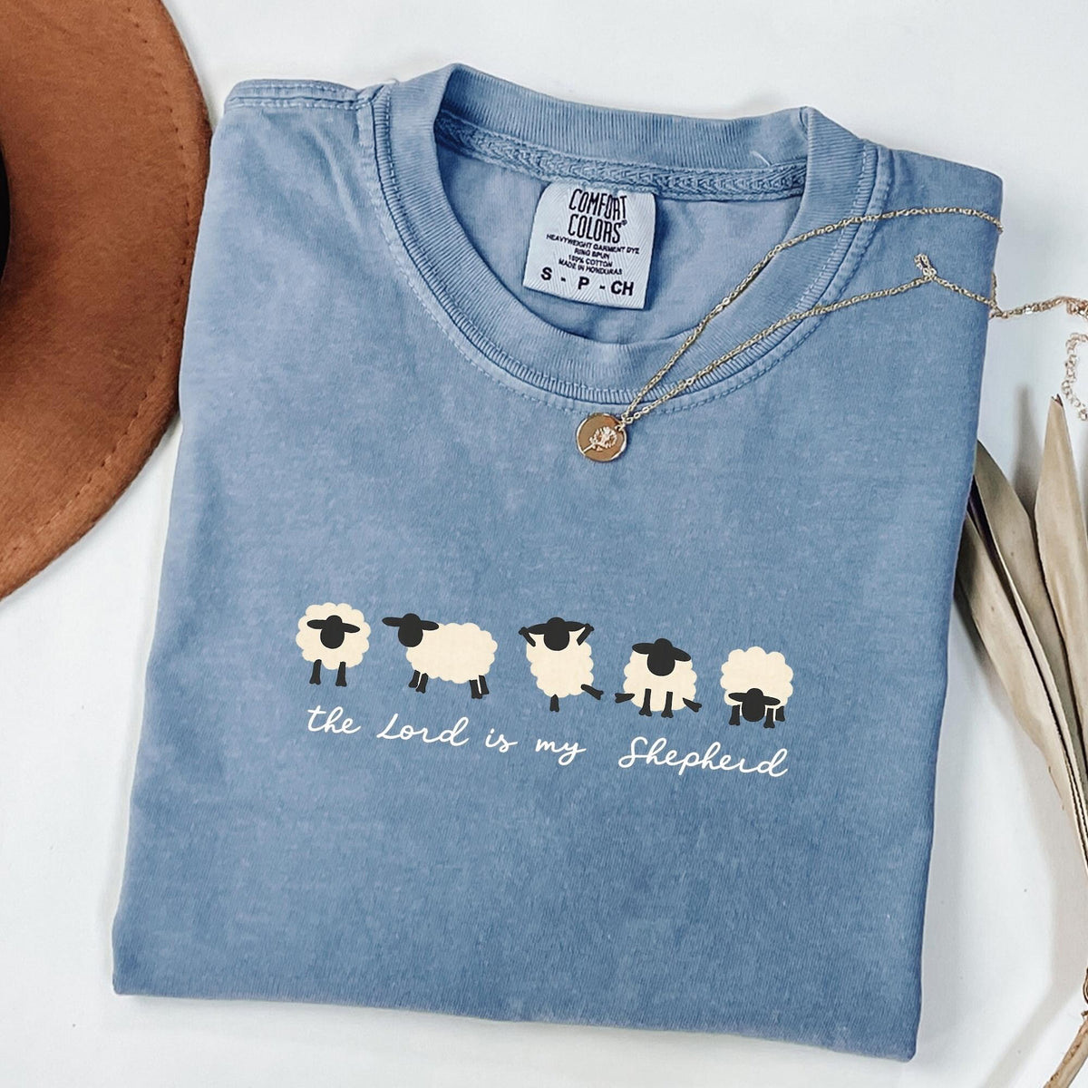 The Lord Is My Shepherd  Psalm 23 Christian Sheep Shirt Faith Based Minimalist Bible Verse TeeChristian Comfort Colors Unisex Tee
