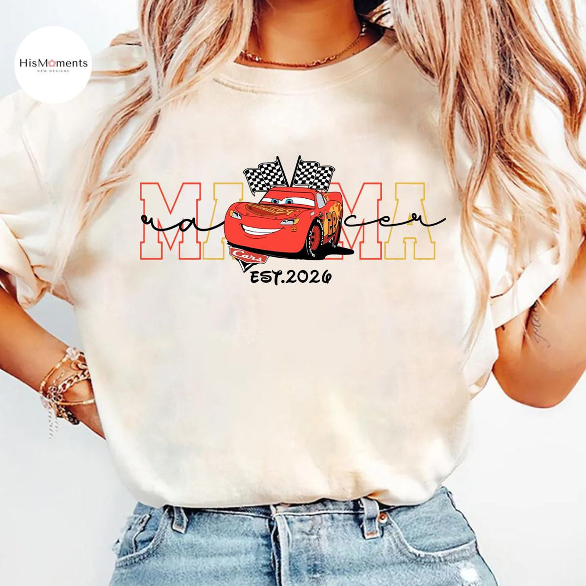 Comfort Colors Lightning McQueen Disney Cars Mama Shirt Women, Pixar Cars Mom Life Mothers Day Disney Family Trip Graphic Tee, Gift for Her Aesthetic