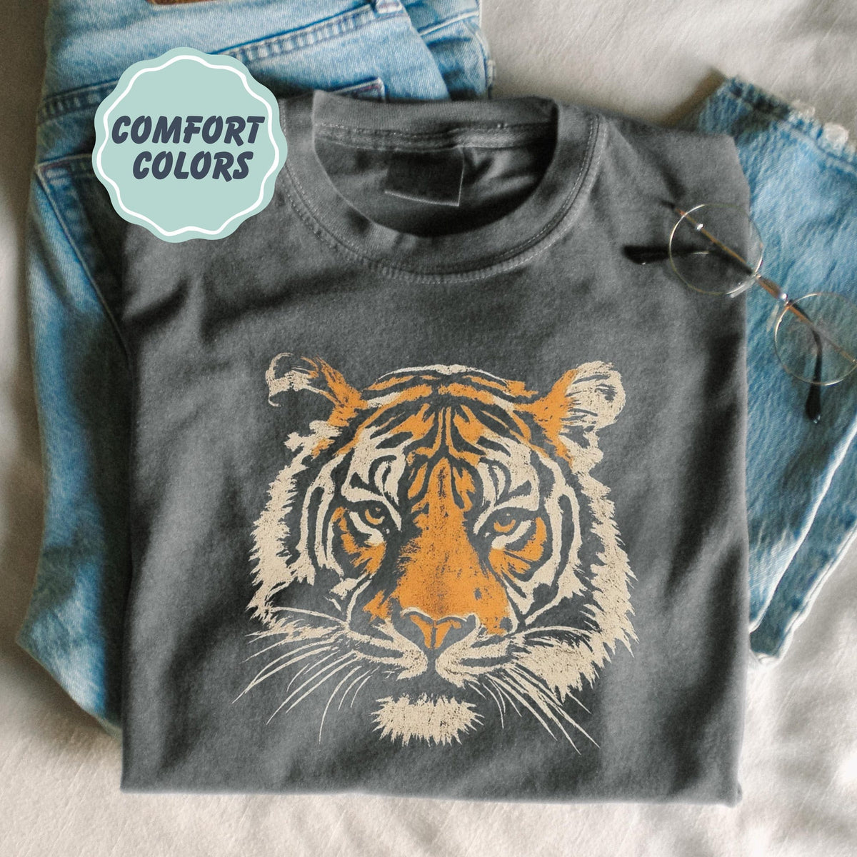 Comfort Colors Tiger Shirt  Tiger Face Tee  Oversized Jungle Shirt  Wild Animal Tshirt  Big Cat Tshirt  Nature Lover Boho T Shirt
