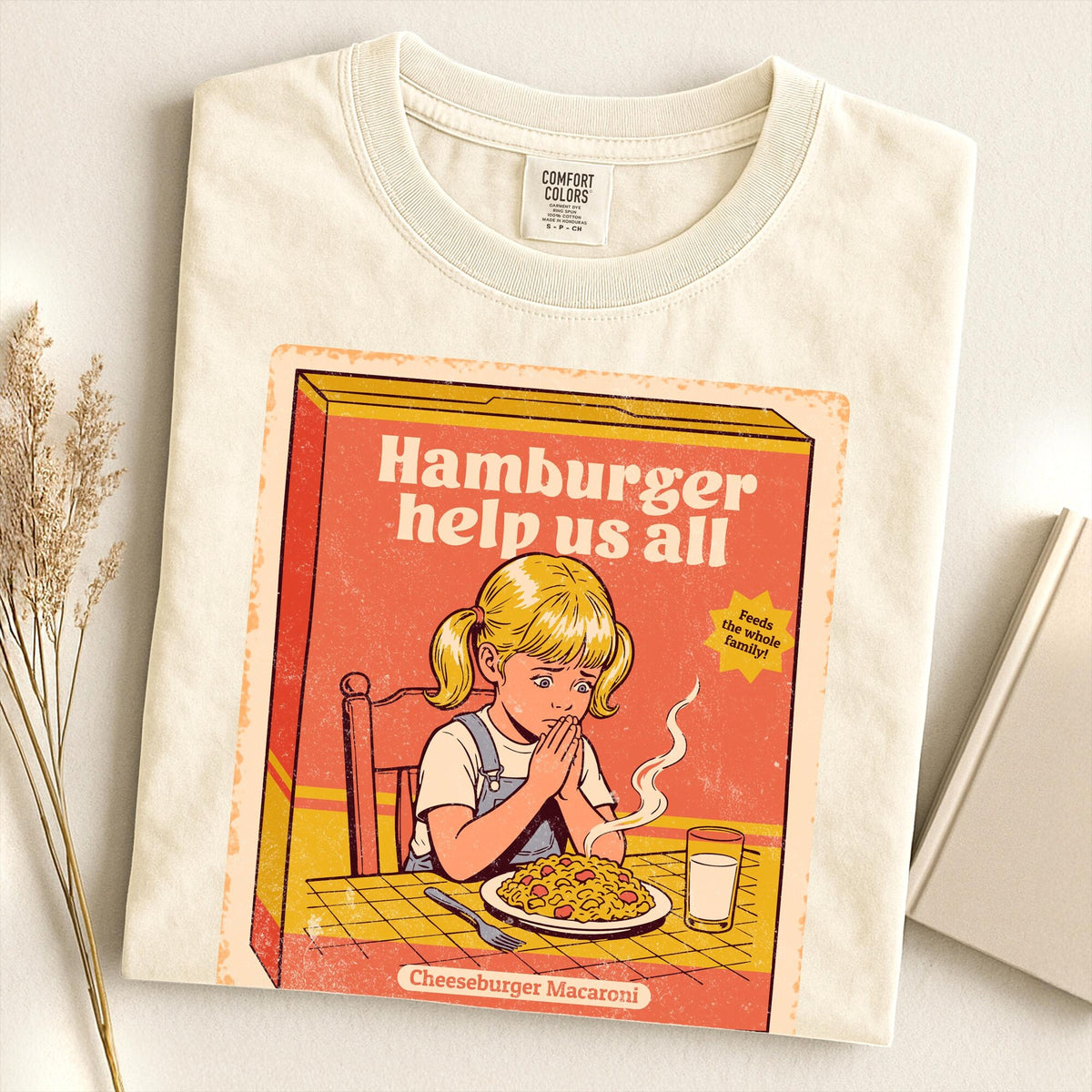 Hamburger Help Us All Vintage Graphic Shirt  Comfort Colors Dark Humor Tshirt  Humorous Retro Tee