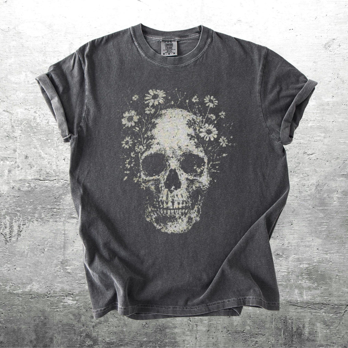 Boho Floral Skull Shirt Oversize Womens Unisex Comfort Colors Tshirt