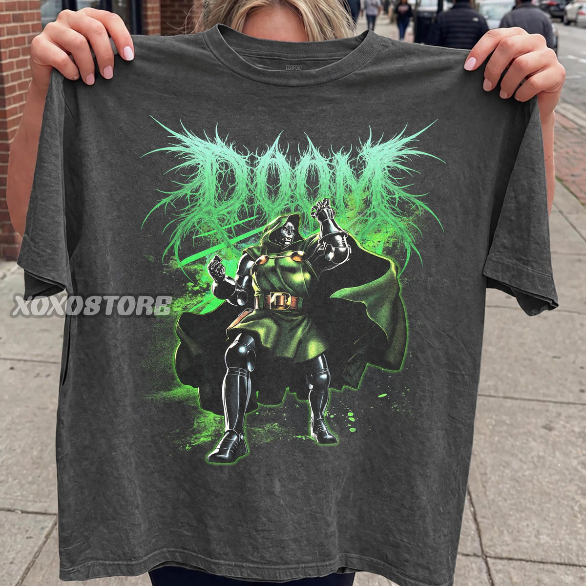 Comfort Colors Vintage Armored Villain Doctor Doom Shirt Women, Retro Death Metal Gothic Comic Book Graphic Tee, Fan Gift for Her Aesthetic