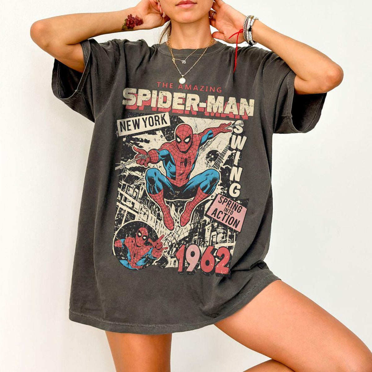 Vintage Amazing SpiderMan Comfort Colors Shirt Retro Marvel Comics Cover Tee MCU Fan Gift Pink Spiderman Graphic Shirt Marvel Trip Tee