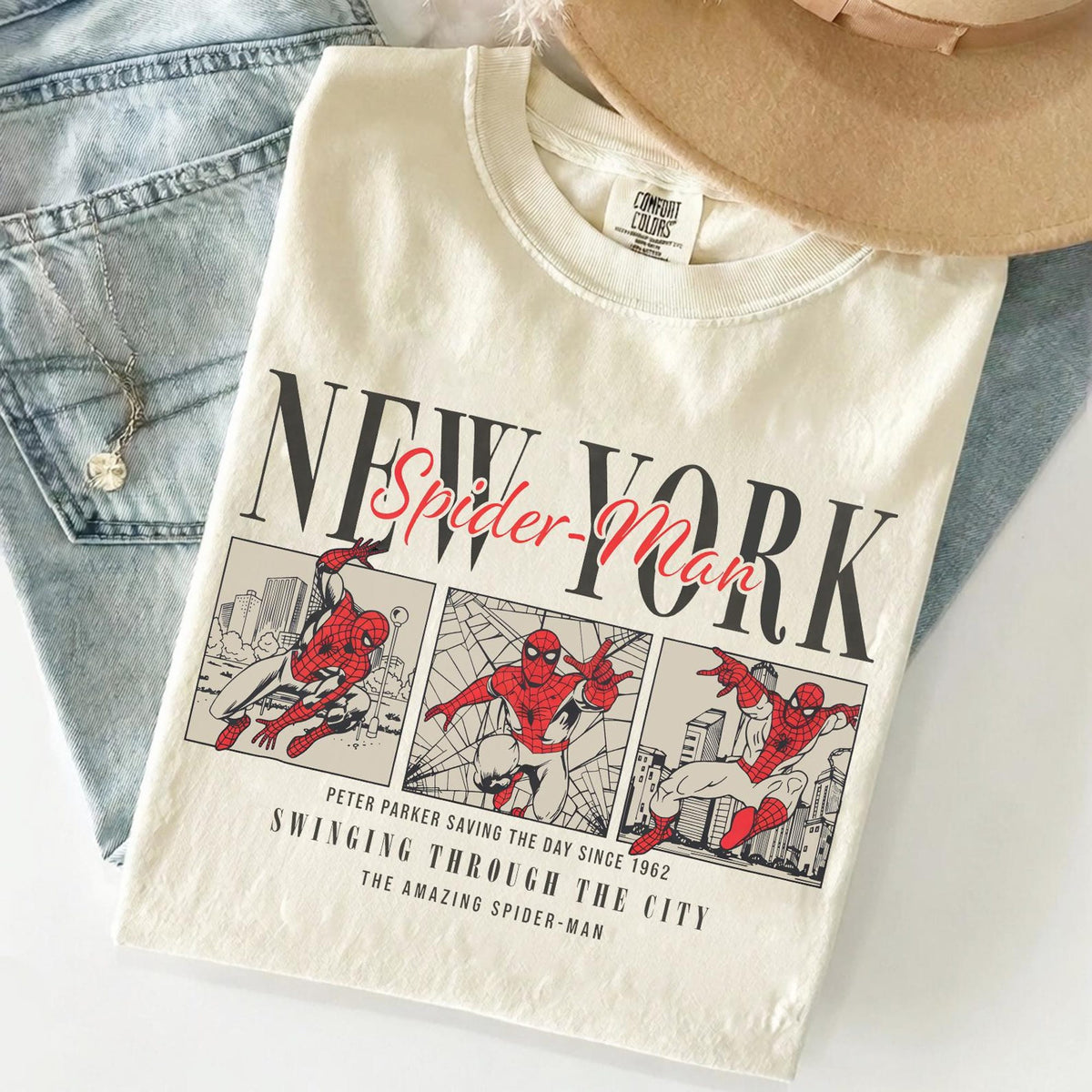 Comfort Colors Vintage Spider Man Brand New Day Tom Holland Shirt Women, Retro Marvel Spidey MCU Avengers Superhero Graphic Tee, Fan Gift for Her Aesthetic