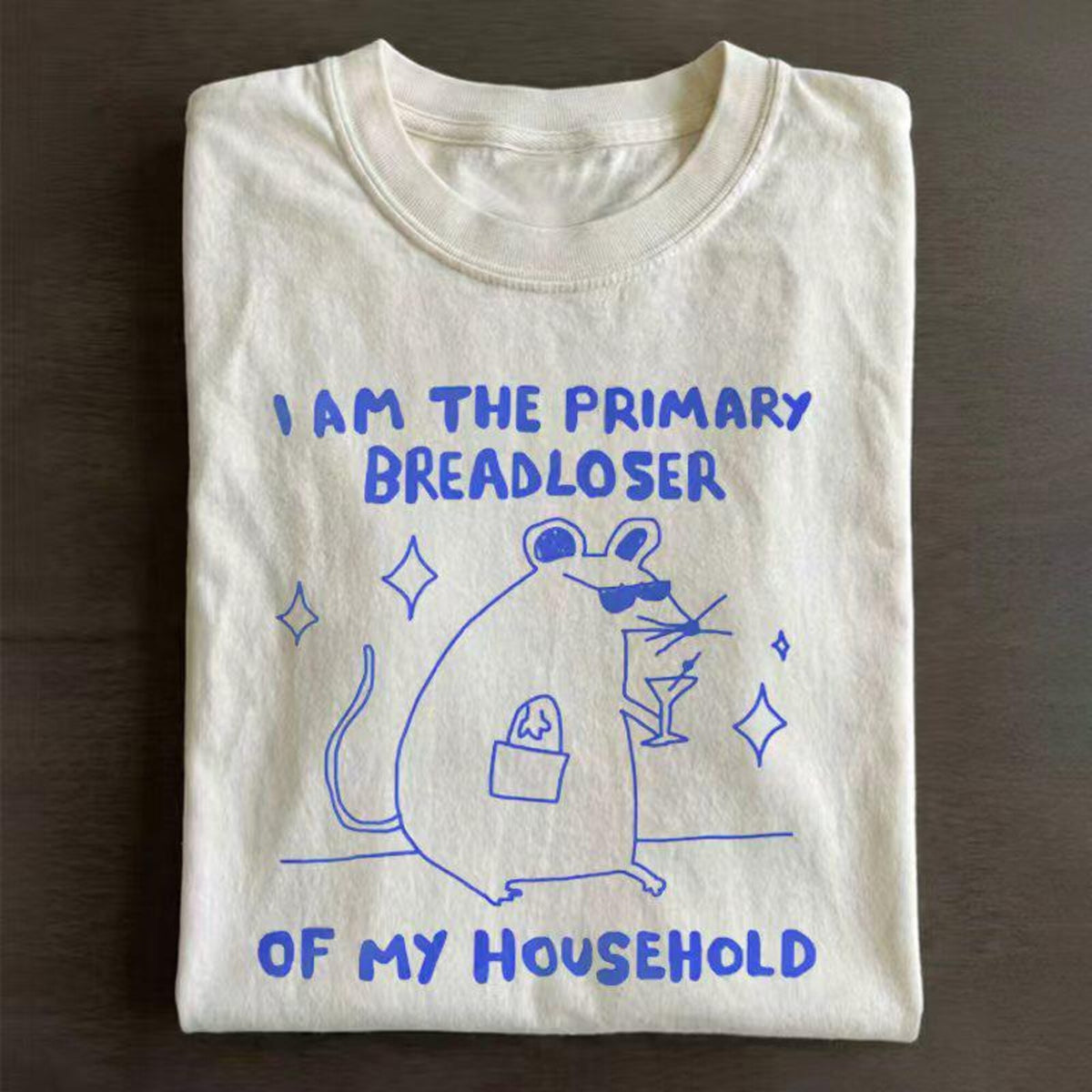 Primary Breadloser Shirt Funny Mouse Graphic Tee Relatable Humor Gift for Her Sarcastic Rat Lover Tee Trendy Weird Girl Aesthetic Shirt