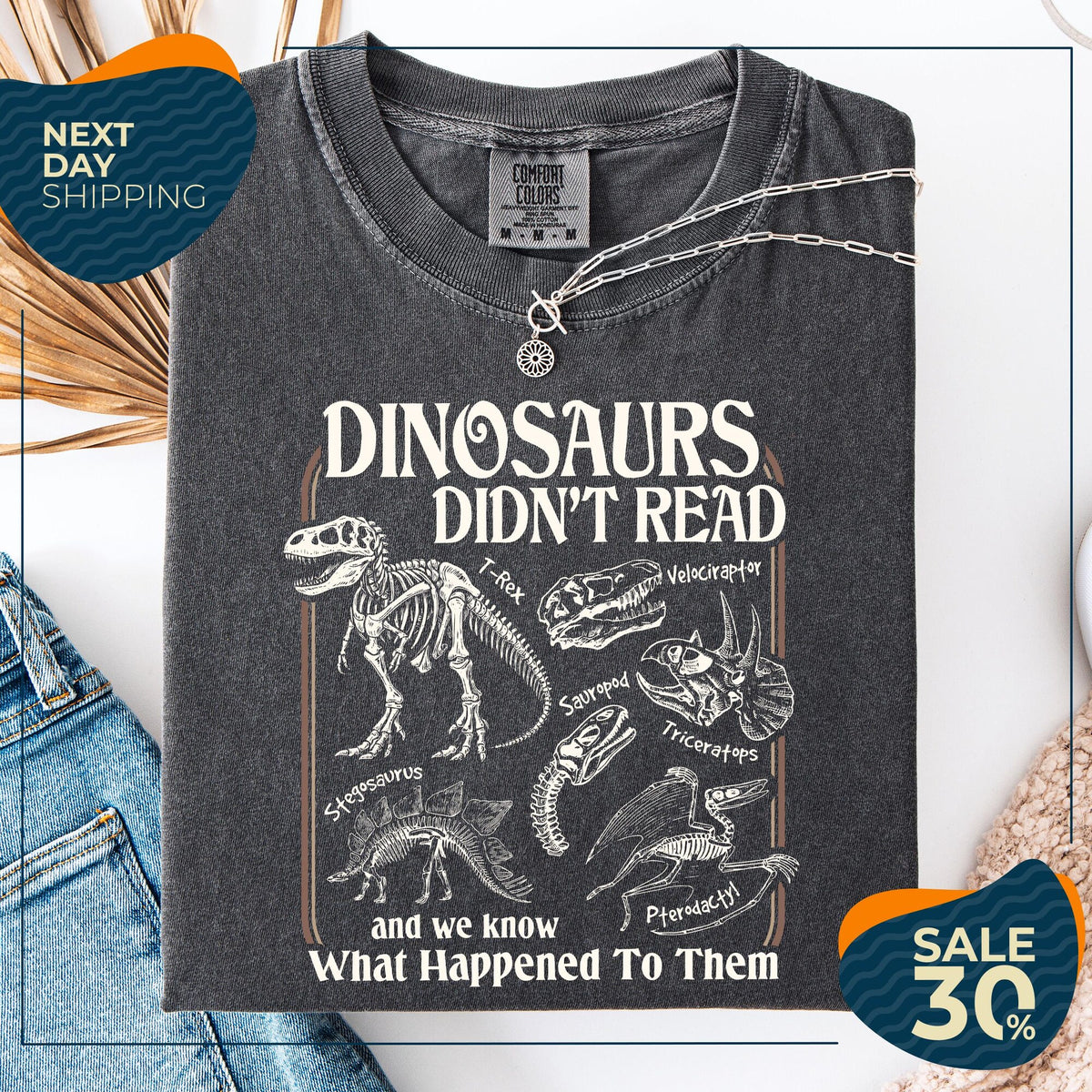 Comfort Colors Dinosaurs Didnt Read Shirt  Librarian Literacy Tee  Funny Teacher Shirt  Bookish Gift For Readers  Retro Book Lover Tee