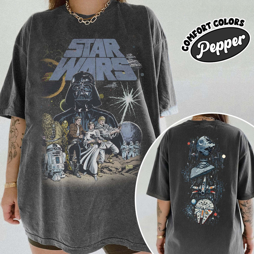 Retro Star Wars Comfort Colors Shirt Space Ship Death Star Tee May The Force Be With You Galaxys Edge Darth Vader Disney World Outfits