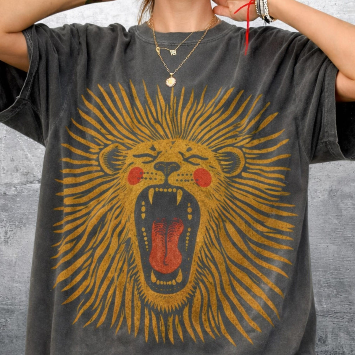 Vintage Boho Lion Shirt Oversize Womens Unisex Comfort Colors Tshirt