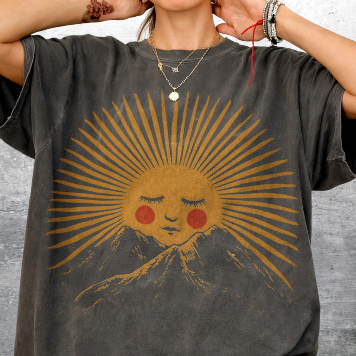 Vintage Boho Sun Shirt Oversize Womens Mens Comfort Colors Tshirt
