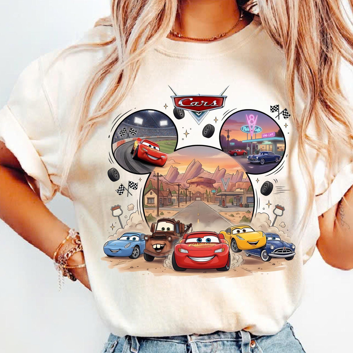 Comfort Colors Lightning McQueen Shirt Women, Disney Pixar Cars Tow Mater Sally Carrera Family Trip WDW Disneyland Vacation 2026 Graphic Tee, Gift for Her Aesthetic