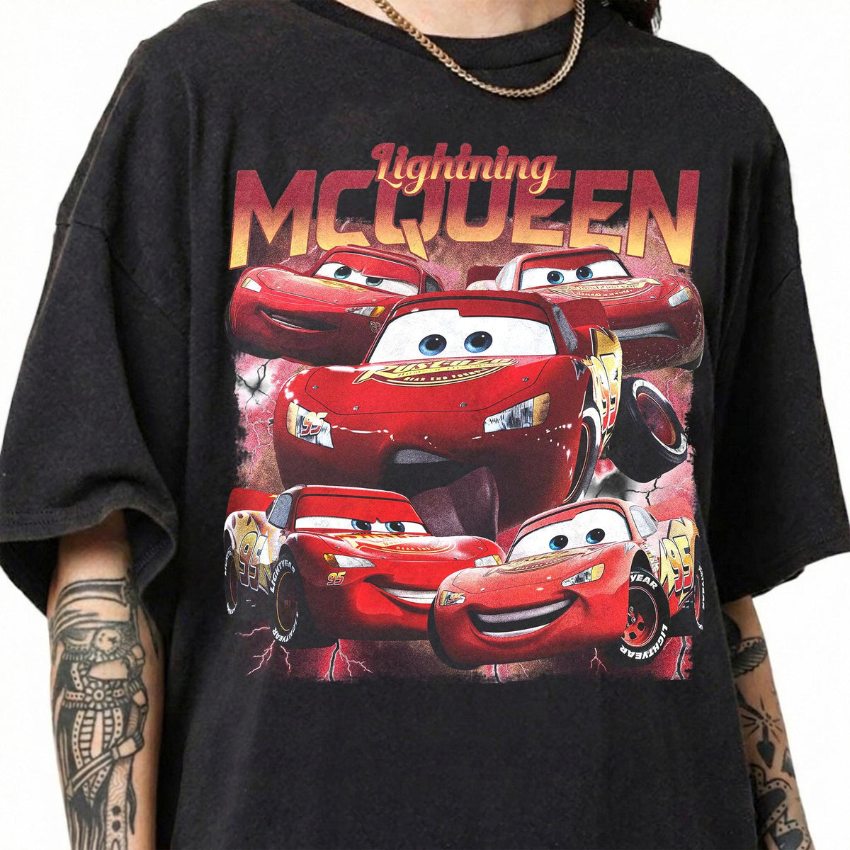 Comfort Colors Lightning McQueen Vintage Race Car Shirt Women, Disney Animated Film Auto Land Theme Park Family Vacation Graphic Tee, Gift for Her Aesthetic