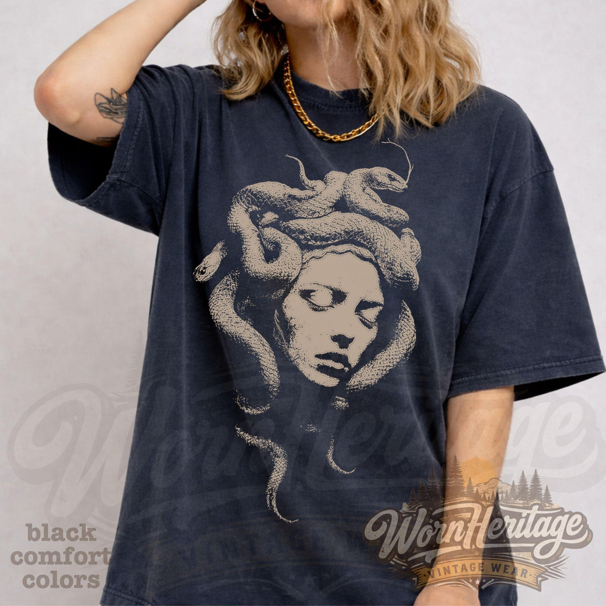 Vintage Medusa TShirt Retro Greek Mythology Graphic Tee Gothic Snake Goddess Shirt Dark Academia Aesthetic Unisex Tee