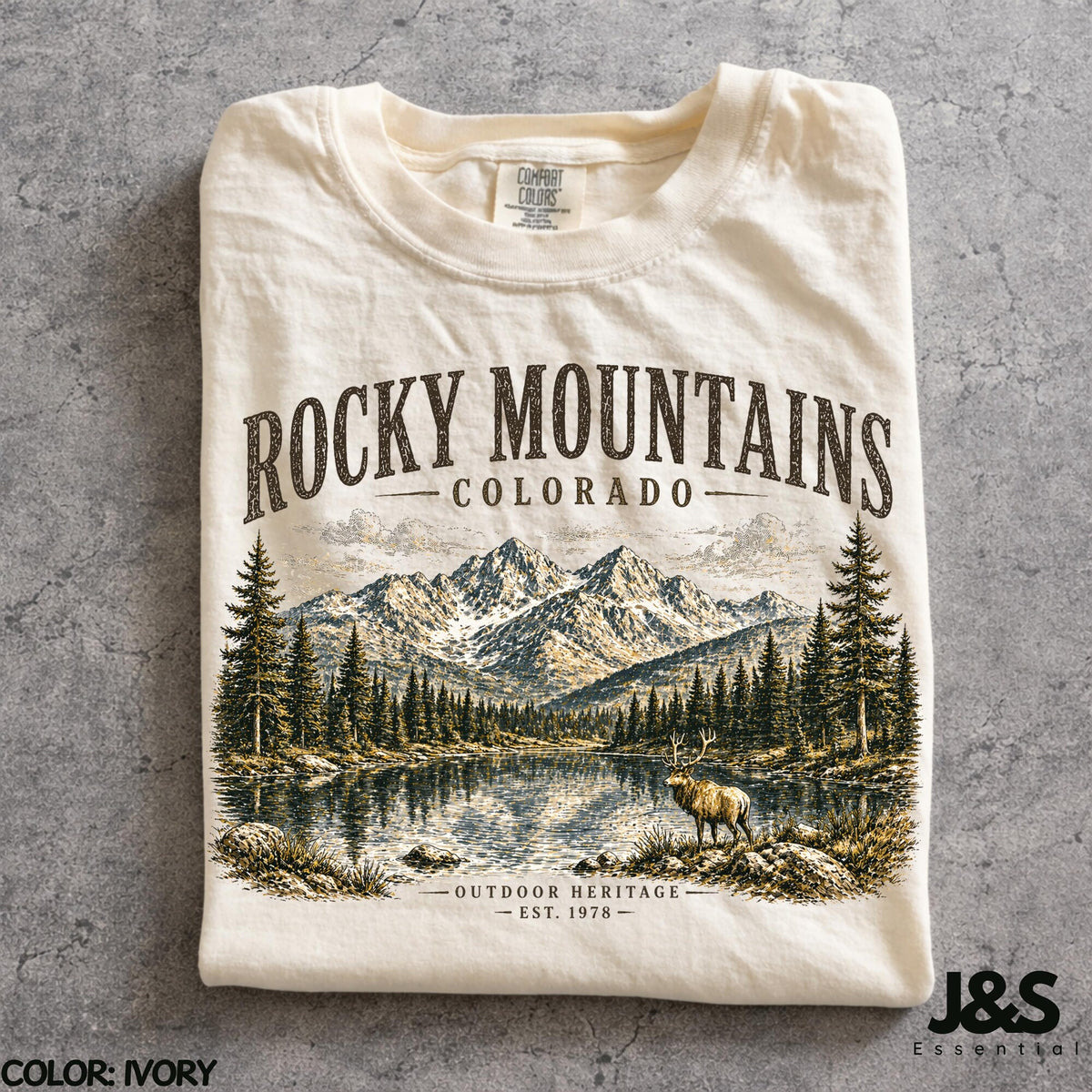 Vintage Rocky Mountains Colorado Shirt Retro 90s Outdoor Heritage Graphic Tee Artistic Elk Nature Top Comfort Colors Hiking Gift