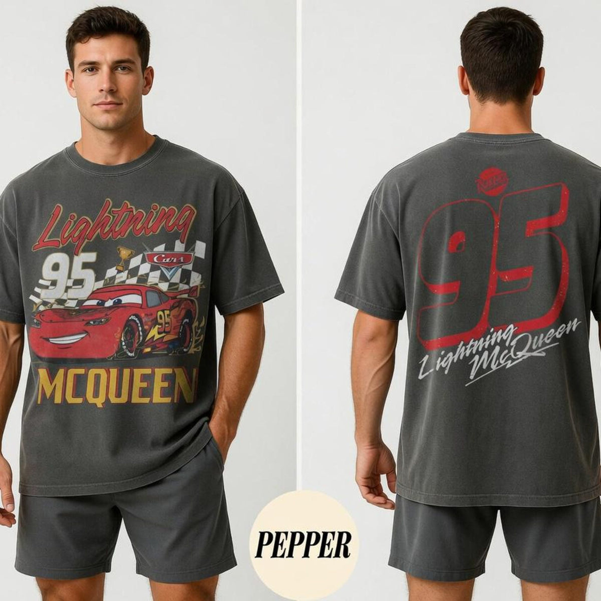 Comfort Colors Retro Lightning McQueen Two-Sided Shirt Women, Vintage Disney Pixar Cars Family Vacation 2026 Graphic Tee, Gift for Her Aesthetic
