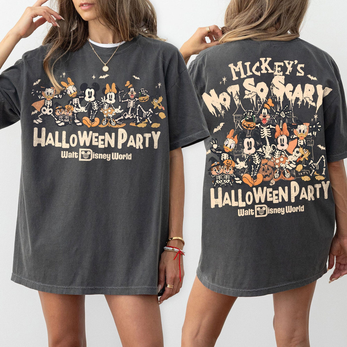 Comfort Colors Retro Mickey Not So Scary Halloween Party 2026 Skeleton Fall Shirt Women, Disney Family Halloween Graphic Tee, Gift for Her Aesthetic