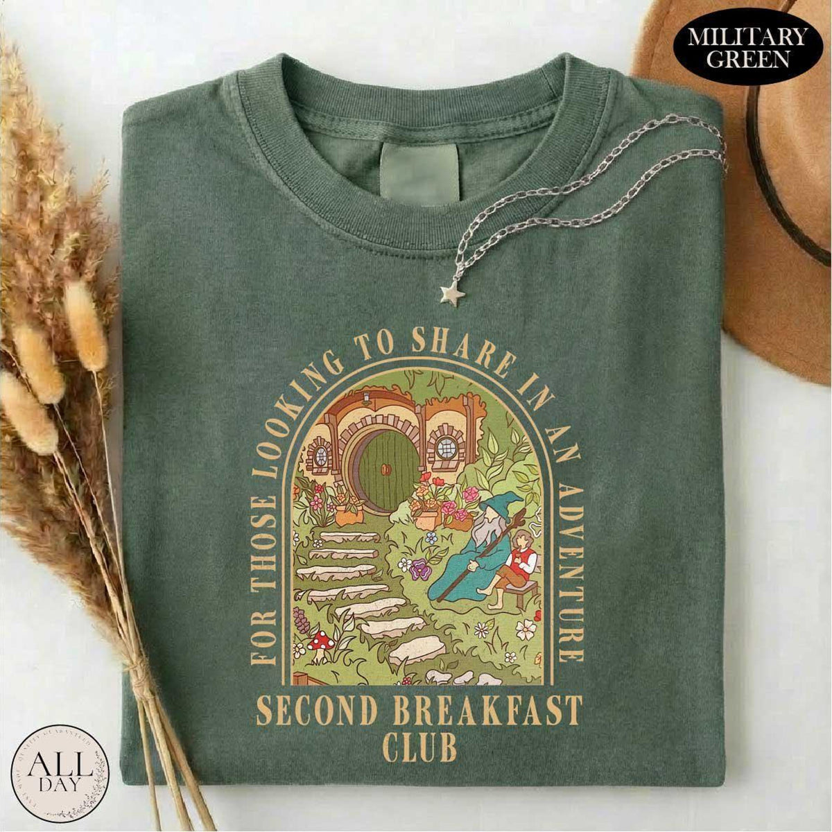 Second Breakfast Club Shirt Adventure Bookish Tshirt Fantasy Book Lover Top MiddleEarth Fan Inspired Apparel Cottagecore Sweatshirt