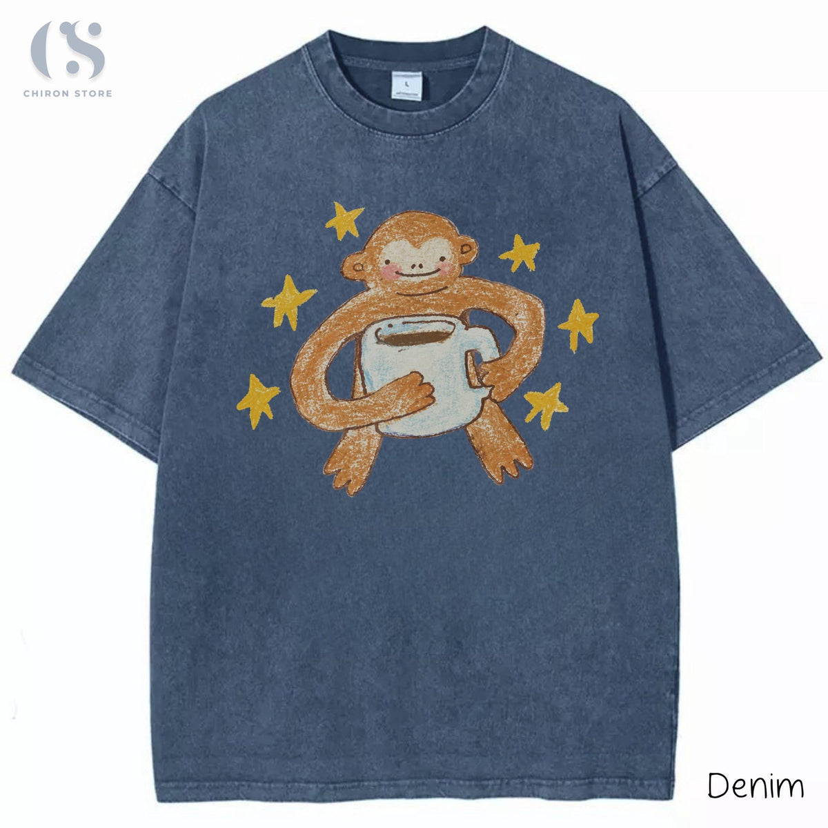 Cute Monkey Shirt Coffee Lover Graphic Tee Funny Monkey T Shirt Cozy Animal Shirt Cute Coffee Lover Gift