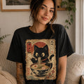 Ramen Cat Shirt Cute Black Cat Noodles Tee Japanese Food Shirt Cat Lover Gift Comfort Colors TShirt