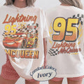 Comfort Colors Retro Lightning McQueen Two-Sided Shirt Women, Disney Pixar Cars McQueen Family Vacation Trip 2026 Graphic Tee, Gift for Her Aesthetic