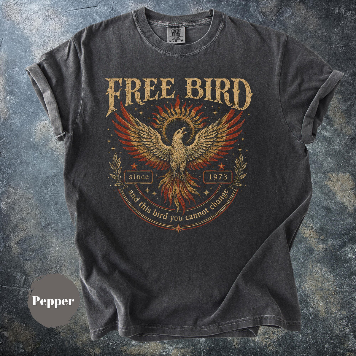 Free Bird Vintage Band Shirt Retro Rock Graphic Tee Phoenix Bird Shirt 70s Inspired Oversized Tee