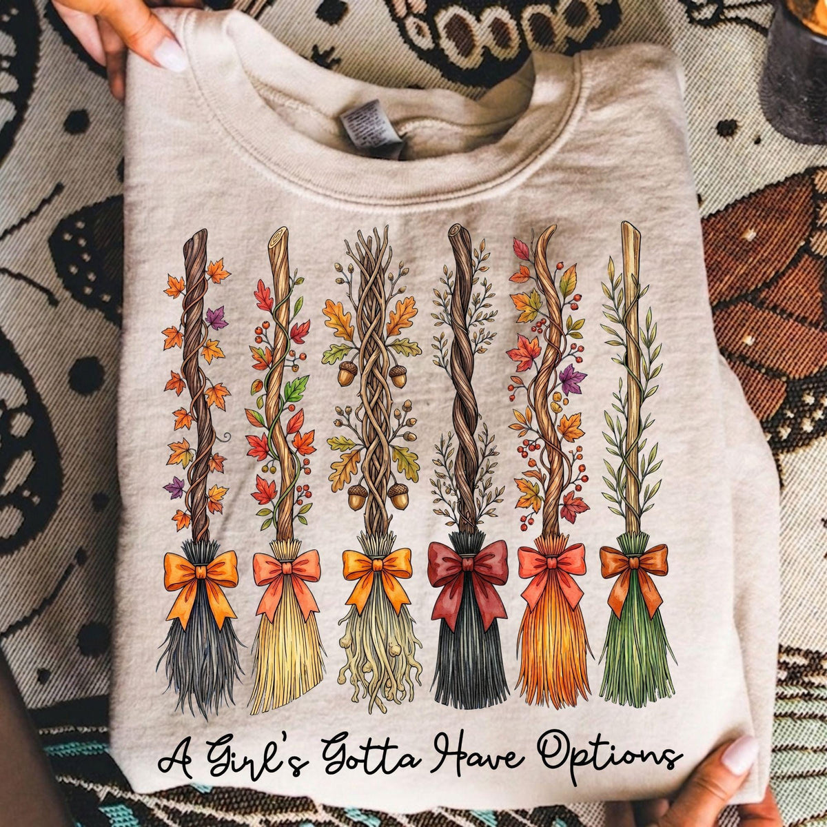 Comfort Colors A Girl Gotta Have Options Shirt Women, Witch Broom Halloween Funny Girly Witchy Graphic Tee, Gift for Her Aesthetic