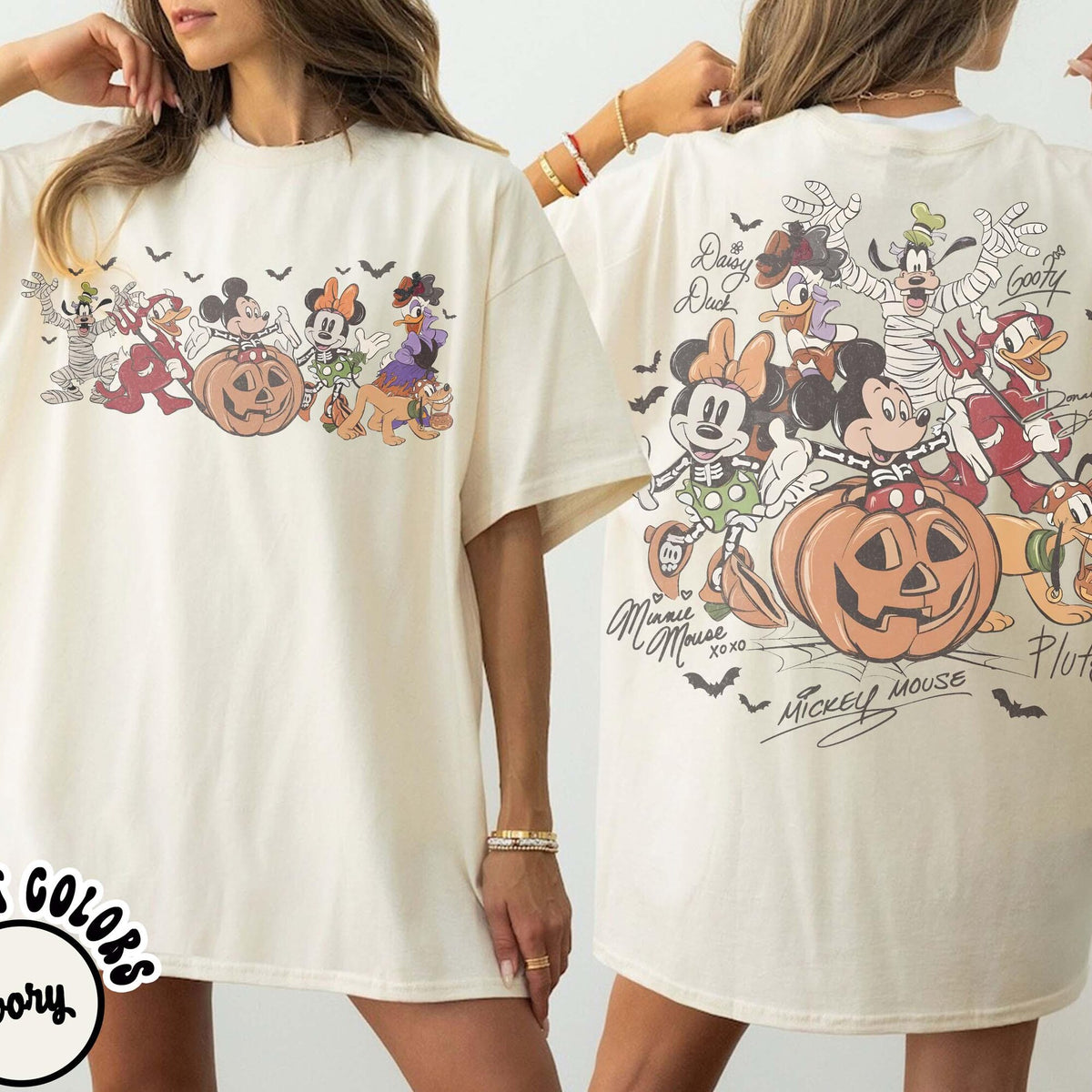 Comfort Colors Mickey and Friends Halloween Signatures Fall Shirt Women, Disney Halloween Party Disneyland Fall Vibes Family Trip Graphic Tee, Gift for Her Aesthetic