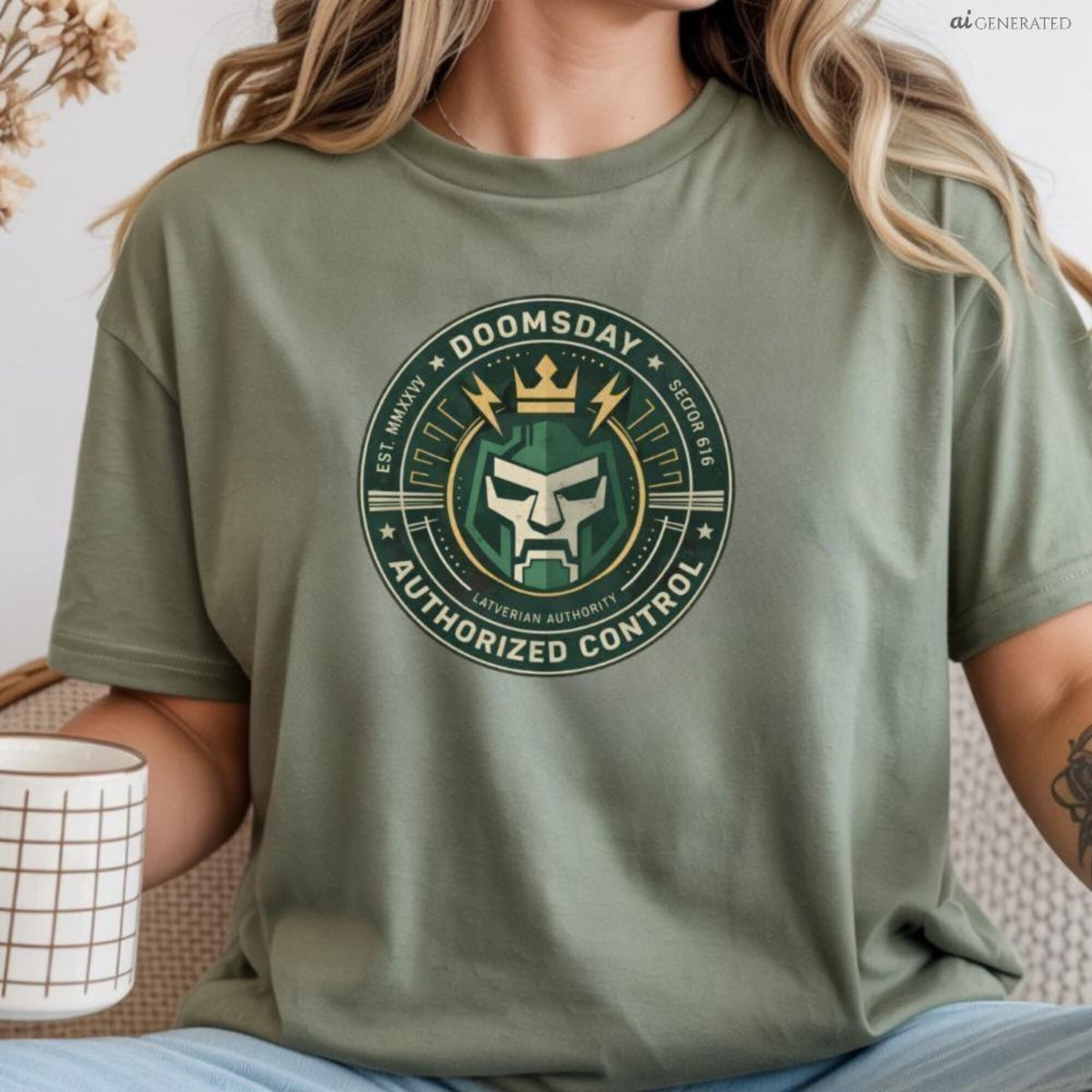 Comfort Colors Doomsday Authorized Control Shirt Women, Doctor Doom Theme Park Villain Ivory Graphic Tee, Marvel Fan Gift for Her Aesthetic