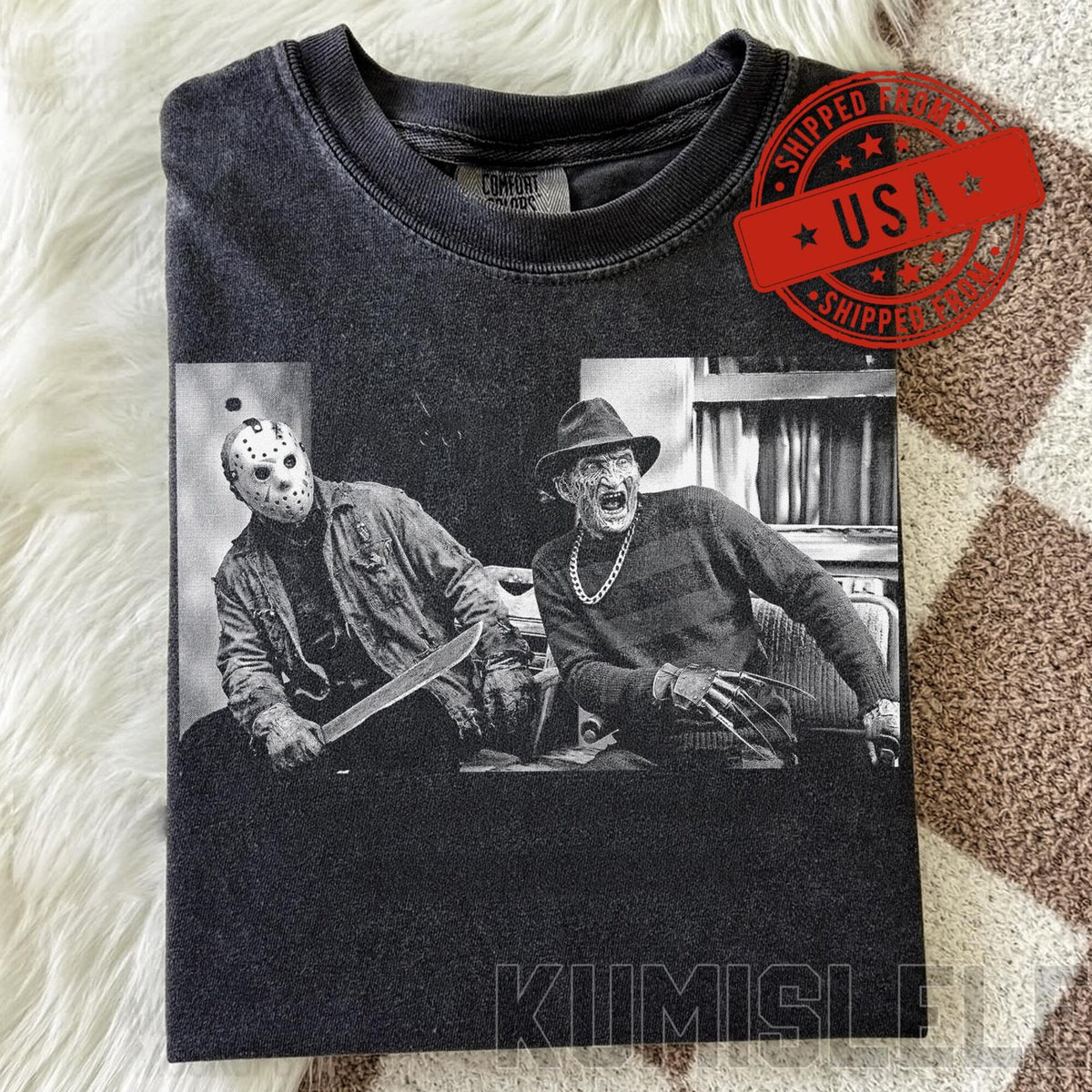 Freddy Krueger Jason Voorhees Shirt  Vintage Horror Movie Tee  Comfort Colors Retro Halloween Tshirt  Funny Horror Fan Gift Graphic Tee