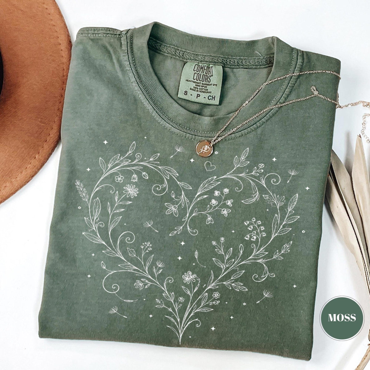 Floral Heart Wildflower TShirt Comfort Colors Shirt Botanical Dandelion Tee Cottagecore Nature Lover Gift Womens Garden Graphic Tshirt