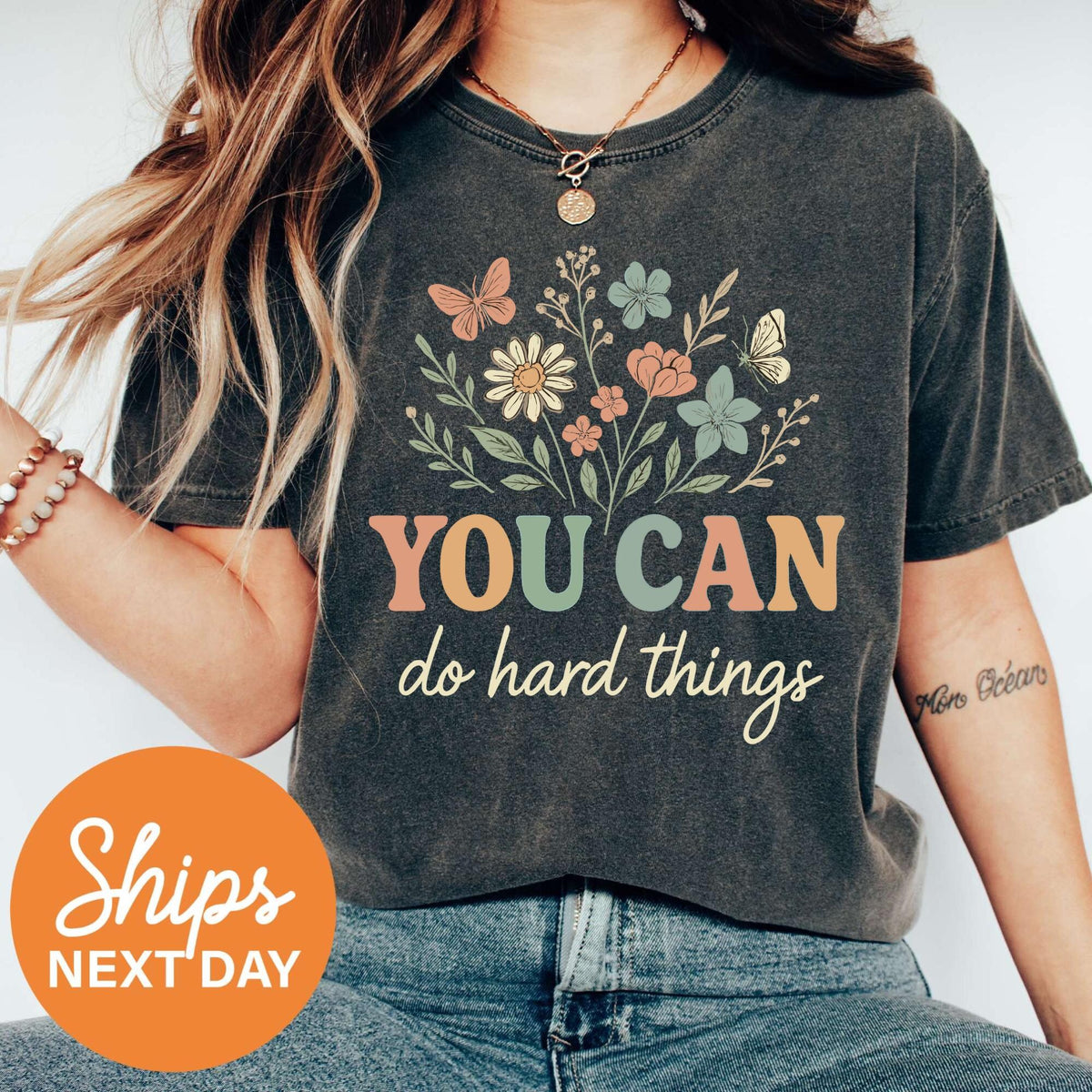 Comfort Colors Wildflower Shirt You Can Do Hard Things Motivational Teacher Shirt Gift For Teacher Counselor Shirt Therapist Shirt