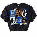 Custom School Spirit Name Shirt with Leopard Checkered Letters Personalized Spirit Wear Tee