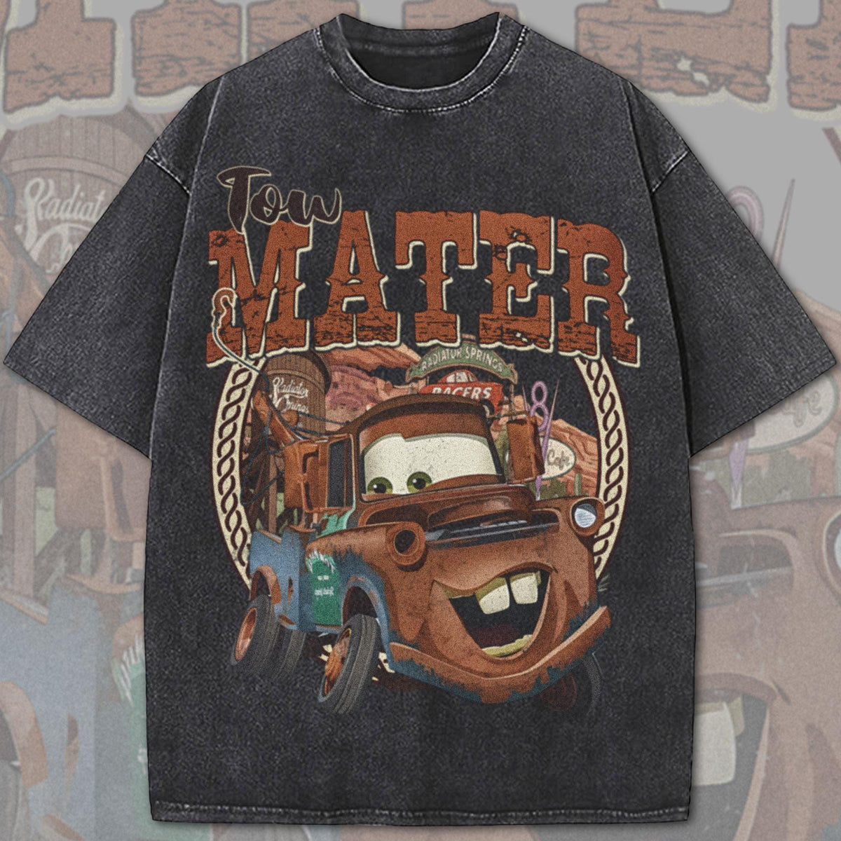 Comfort Colors Tow Mater Western Acid Wash Oversized Shirt Women, Disney Cars Inspired Lightning McQueen Trip Graphic Tee, Gift for Her Aesthetic