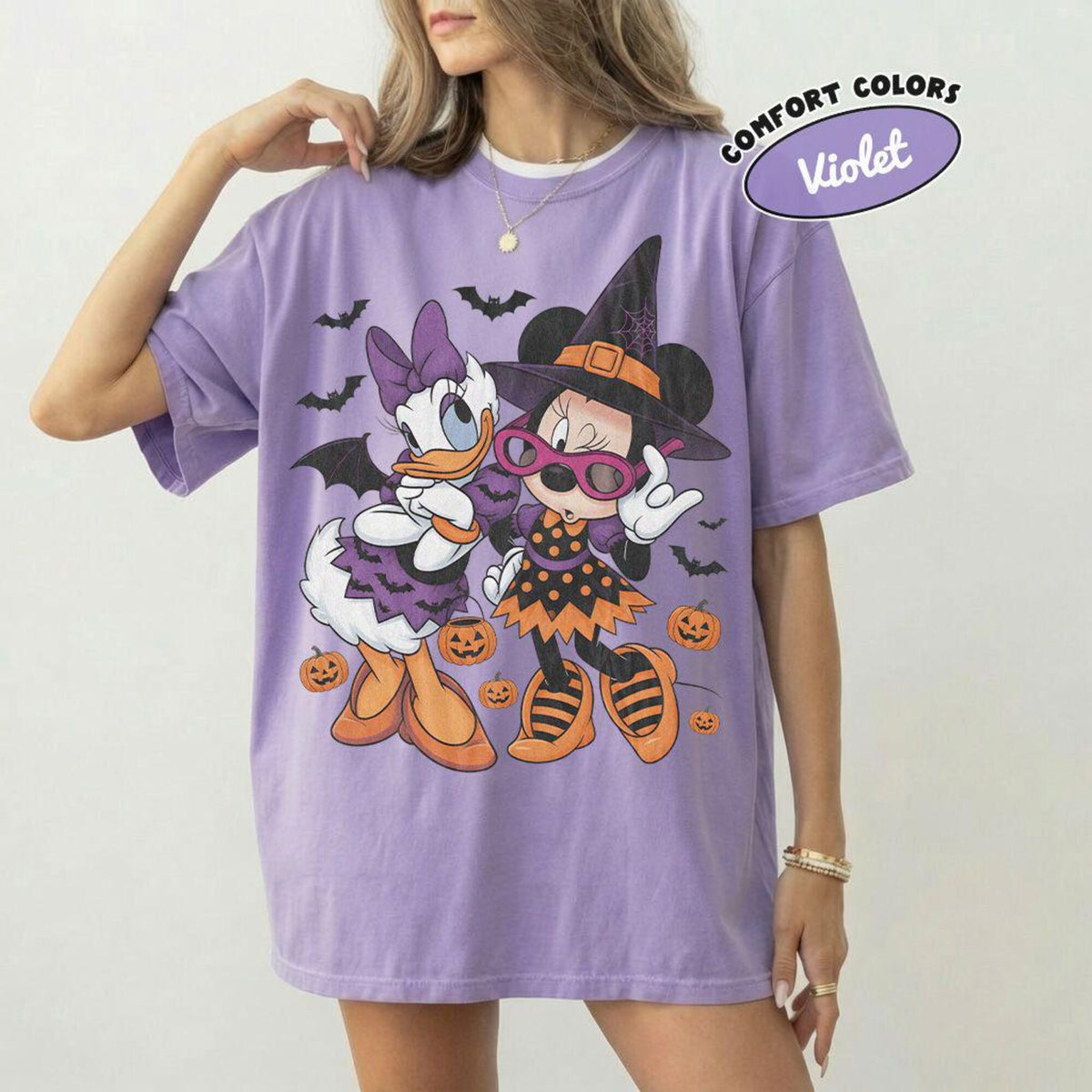 Comfort Colors Retro Minnie Daisy Halloween Fall Shirt Women, Spooky Disney Besties Trick or Treat 2026 Disneyland Halloween Matching Trip Graphic Tee, Gift for Her Aesthetic