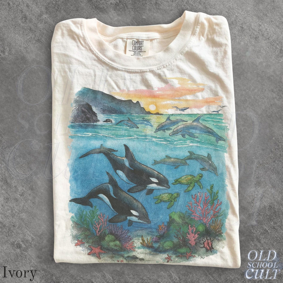 Vintage Ocean Life 90s Shirt Orca Dolphin Sea Turtle Graphic Tee Coastal Marine Wildlife Nature Beach Vacation Gift for Ocean Lovers