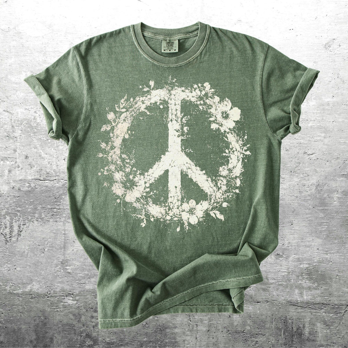 Boho Floral Peace Shirt Retro Vintage Style Oversize Womens Unisex Comfort Colors Tshirt