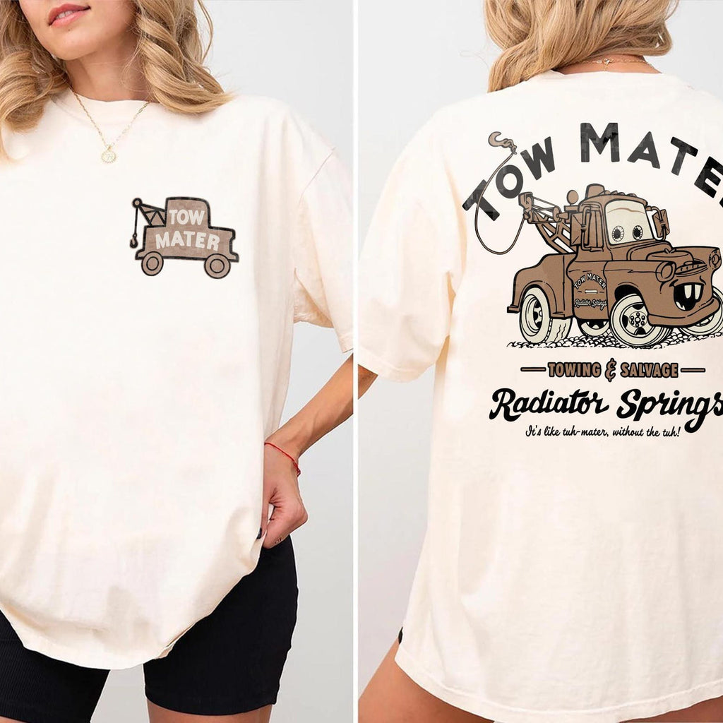 Comfort Colors Retro Tow Mater Lightning McQueen Shirt Women, Disney Cars Radiator Springs Towing Salvage Pixar Disneyland Family Trip Matching Graphic Tee, Gift for Her Aesthetic