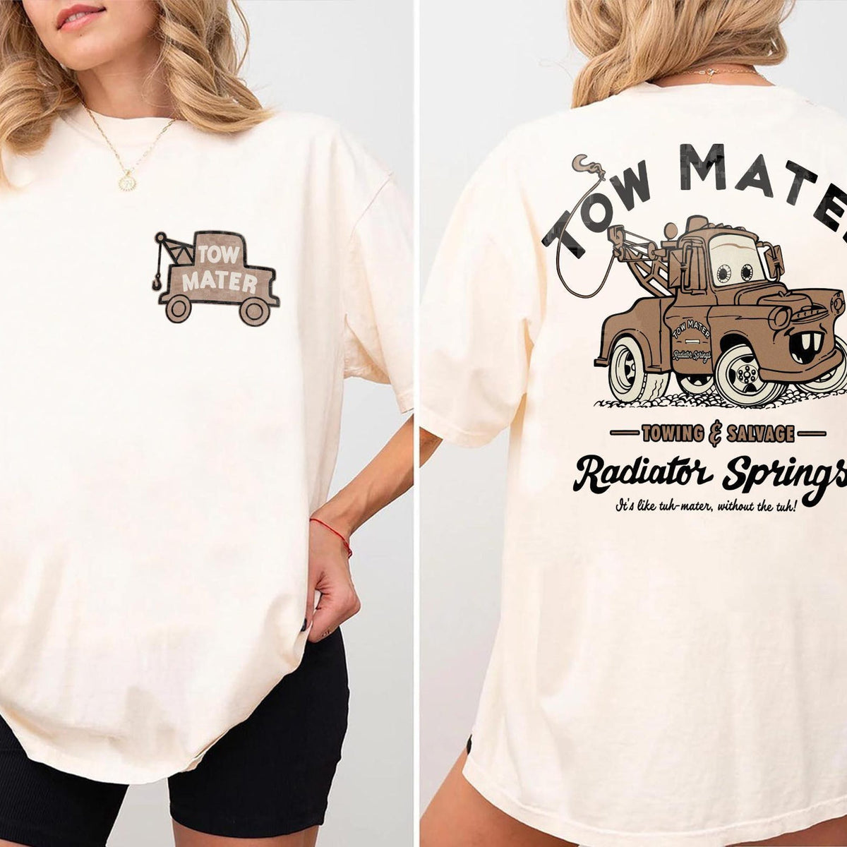 Comfort Colors Retro Tow Mater Lightning McQueen Shirt Women, Disney Cars Radiator Springs Towing Salvage Pixar Disneyland Family Trip Matching Graphic Tee, Gift for Her Aesthetic
