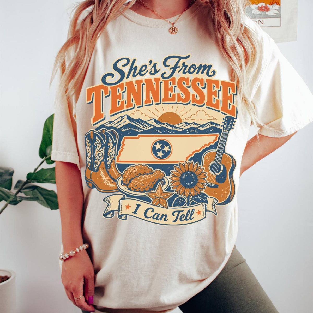 Comfort Colors Tennessee Shes From Tennessee I Can Tell Shirt Women, Dolly Parton Southern Girl Country Music Graphic Tee, Fan Gift for Her Aesthetic