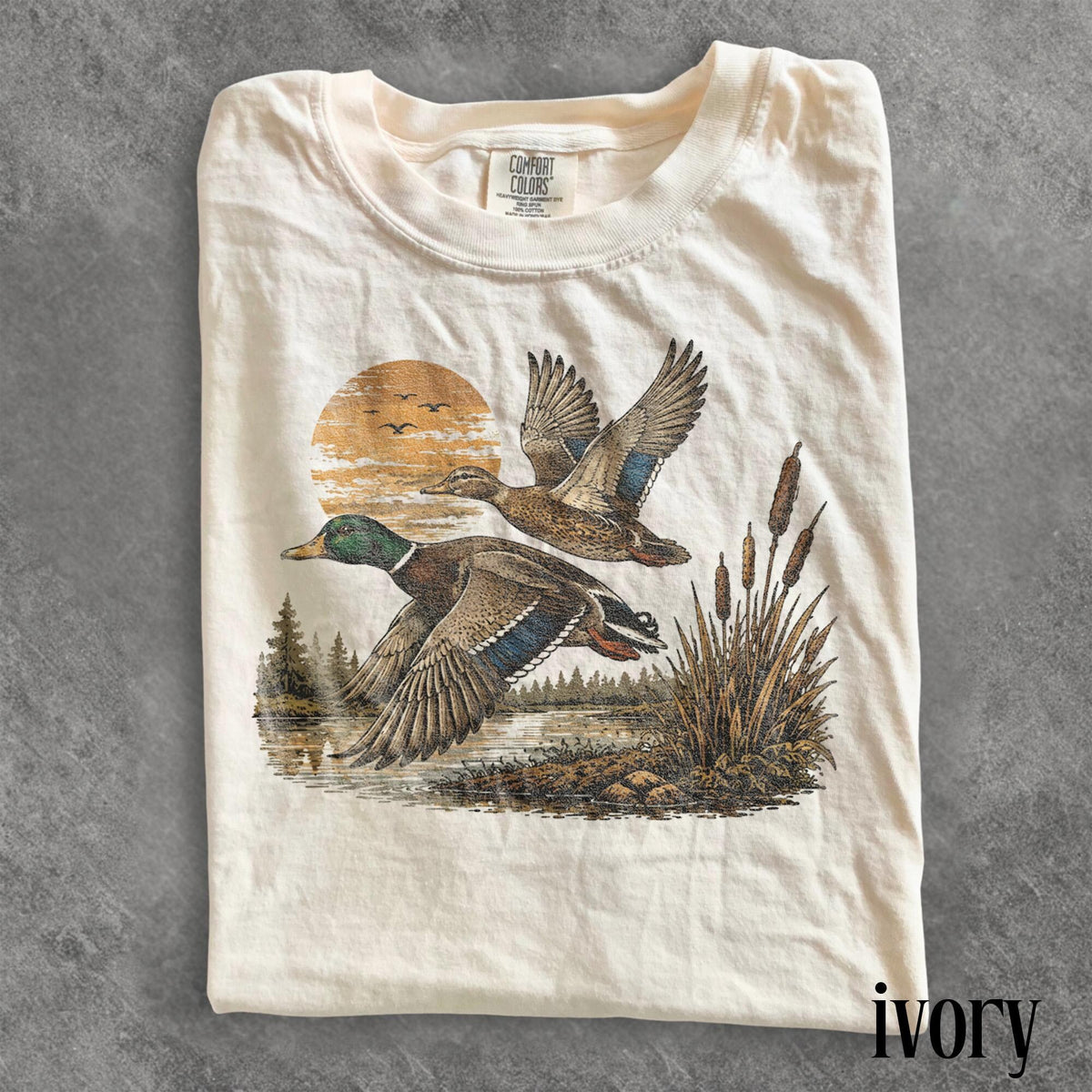 Retro Flying Mallard Duck Shirt Classic Waterfowl Hunting Graphic Tee Vintage Wetland Wildlife Nature Top Comfort Colors Gift