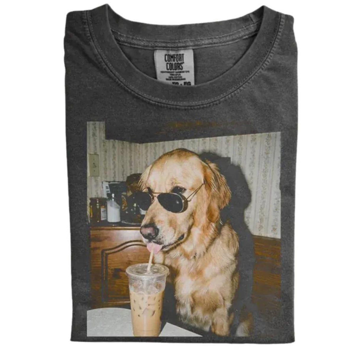 Golden Retriever Iced Coffee Shirt Funny Dog Meme Tee Vintage 90s Graphic Shirt Aesthetic Pet Lover Gift Cool Dog With Sunglasses Tee