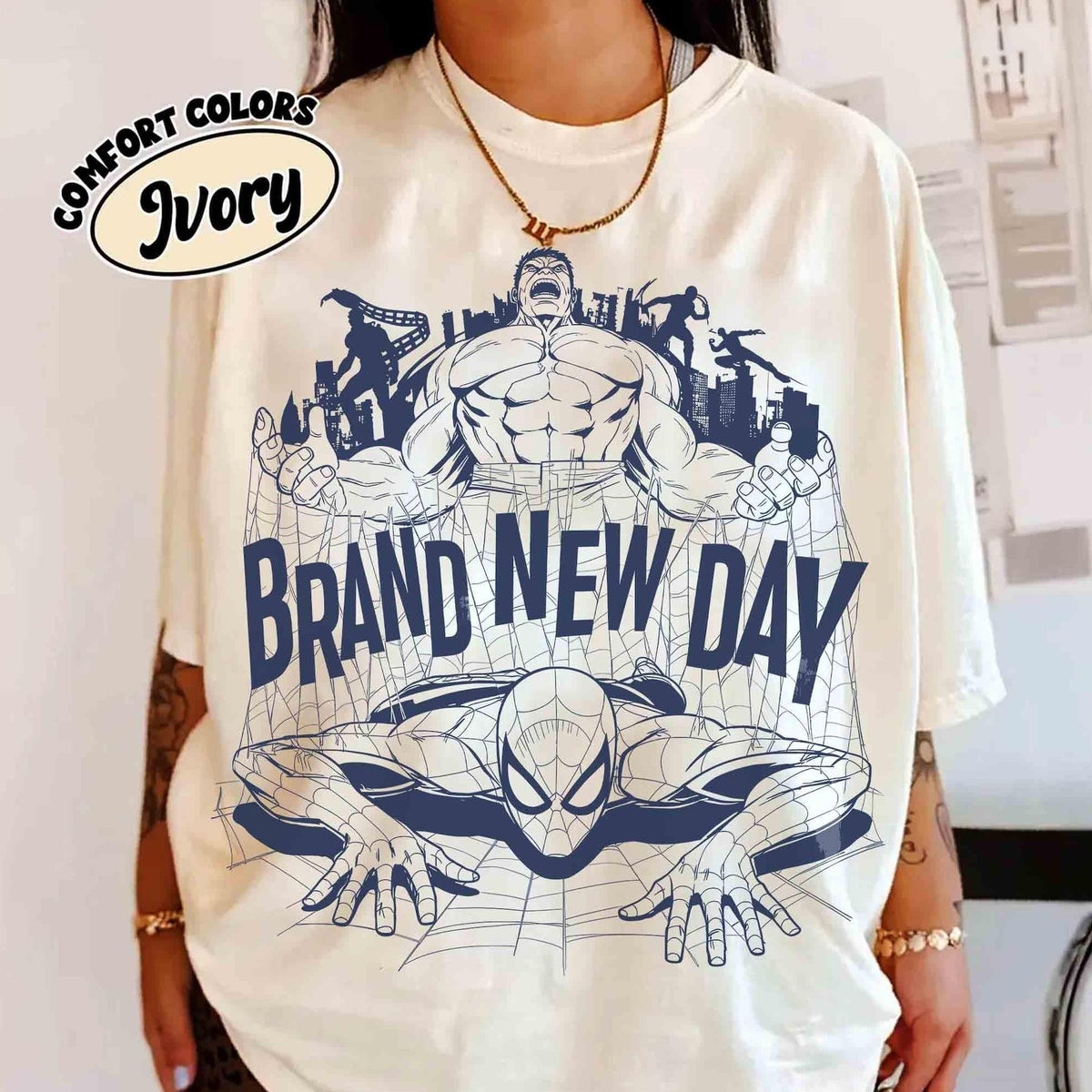 Comfort Colors Spider Man Hulk Brand New Day Tom Holland Shirt Women, Marvel Comics Disneyland Family Trip Graphic Tee, Fan Gift for Her Aesthetic