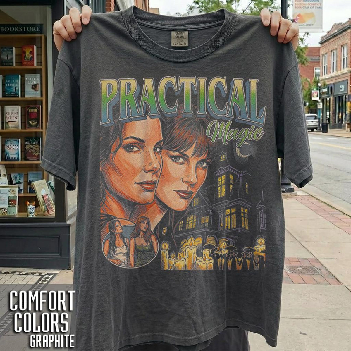 Comfort Colors Vintage Practical Magic Shirt Women, Retro Owens Sisters Witchy Movie Halloween Merch Graphic Tee, Spooky Season Fan Gift for Her Aesthetic