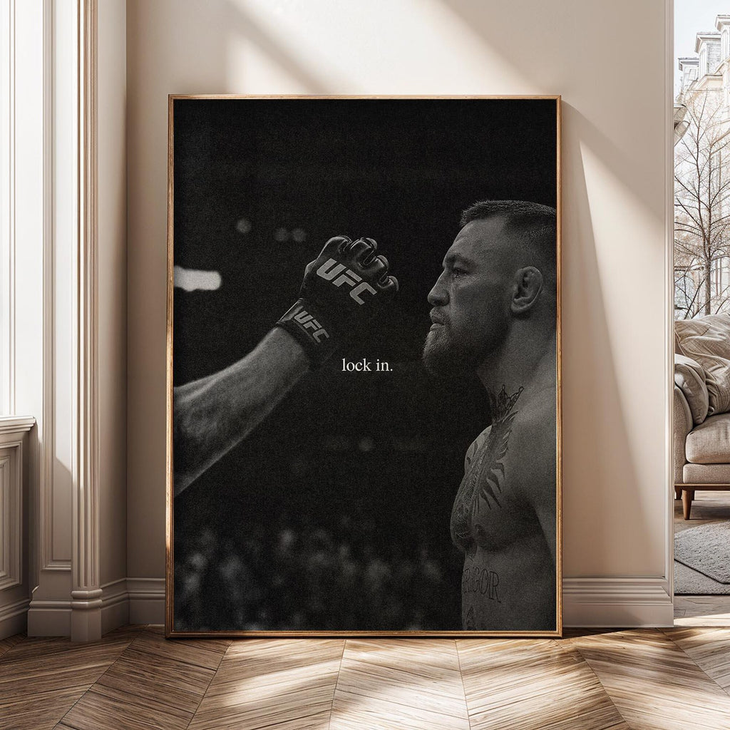 Conor McGregor Lock In UFC Fighter MMA Motivational Black White Gym Decor Sports SH437 - Poster | Canvas Wall Art Print