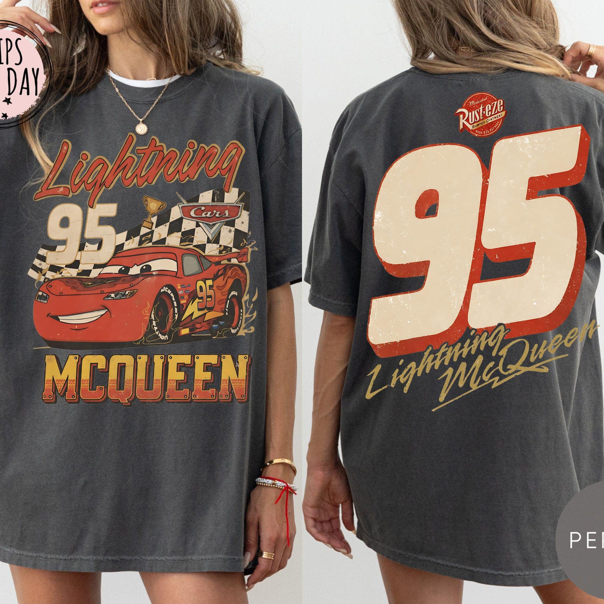 Comfort Colors Retro Lightning McQueen Shirt Women, Vintage Disney Pixar Cars Disneyland Family Vacation 2026 Graphic Tee, Gift for Her Aesthetic