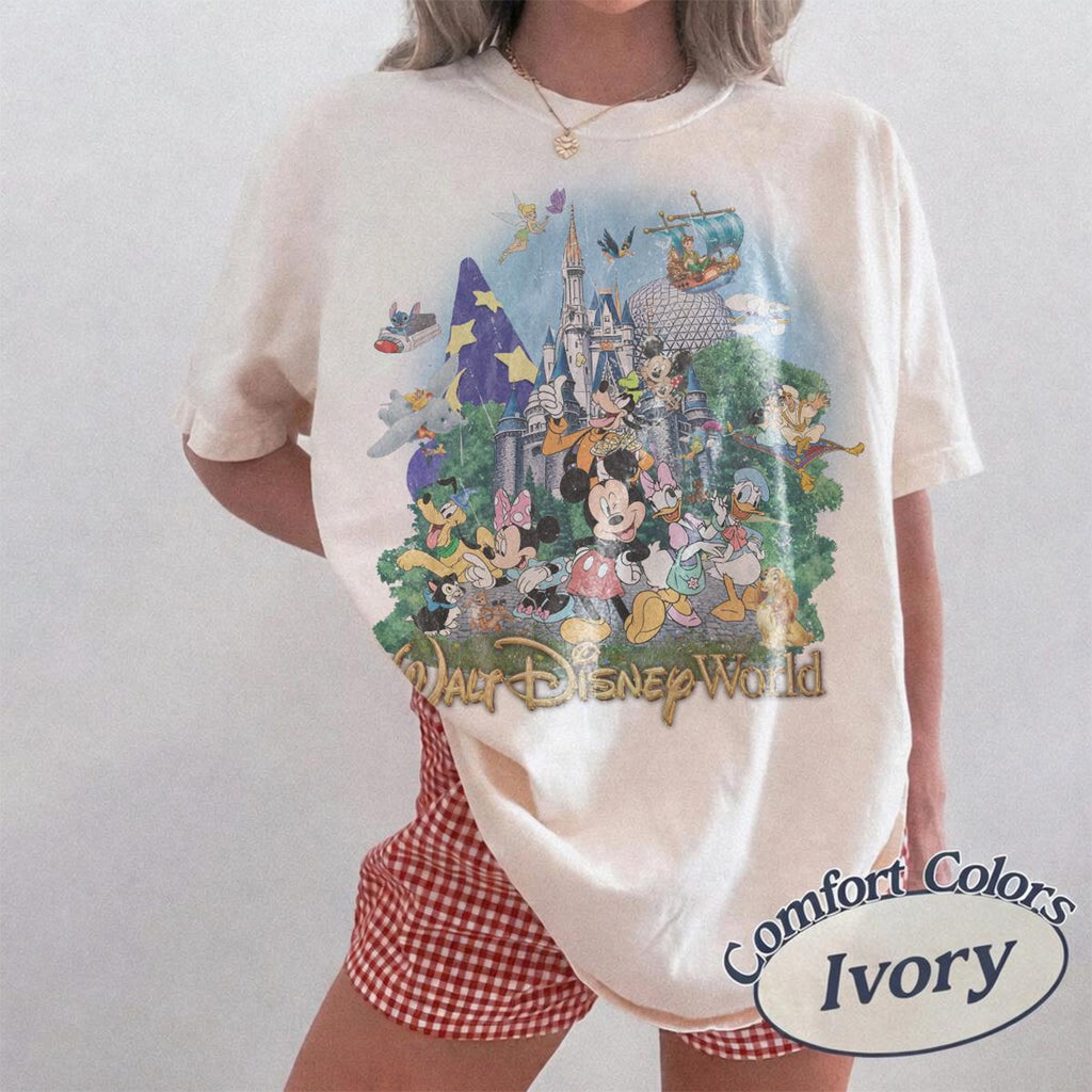 Vintage 90s Retro Walt Disney World Shirt Disney World Magic Kingdom Shirt Disney Mickey And Friends Shirt Disney Family Trip 2026 Tee