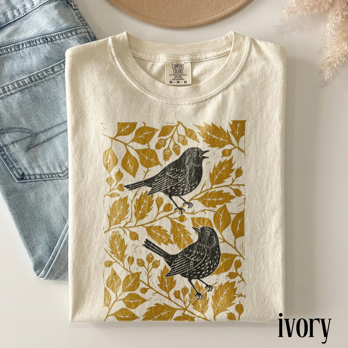 Vintage Songbird Graphic Tee Retro Botanical Bird Shirt Cottagecore Nature Floral Top Comfort Colors Bird Lover Gift Tee