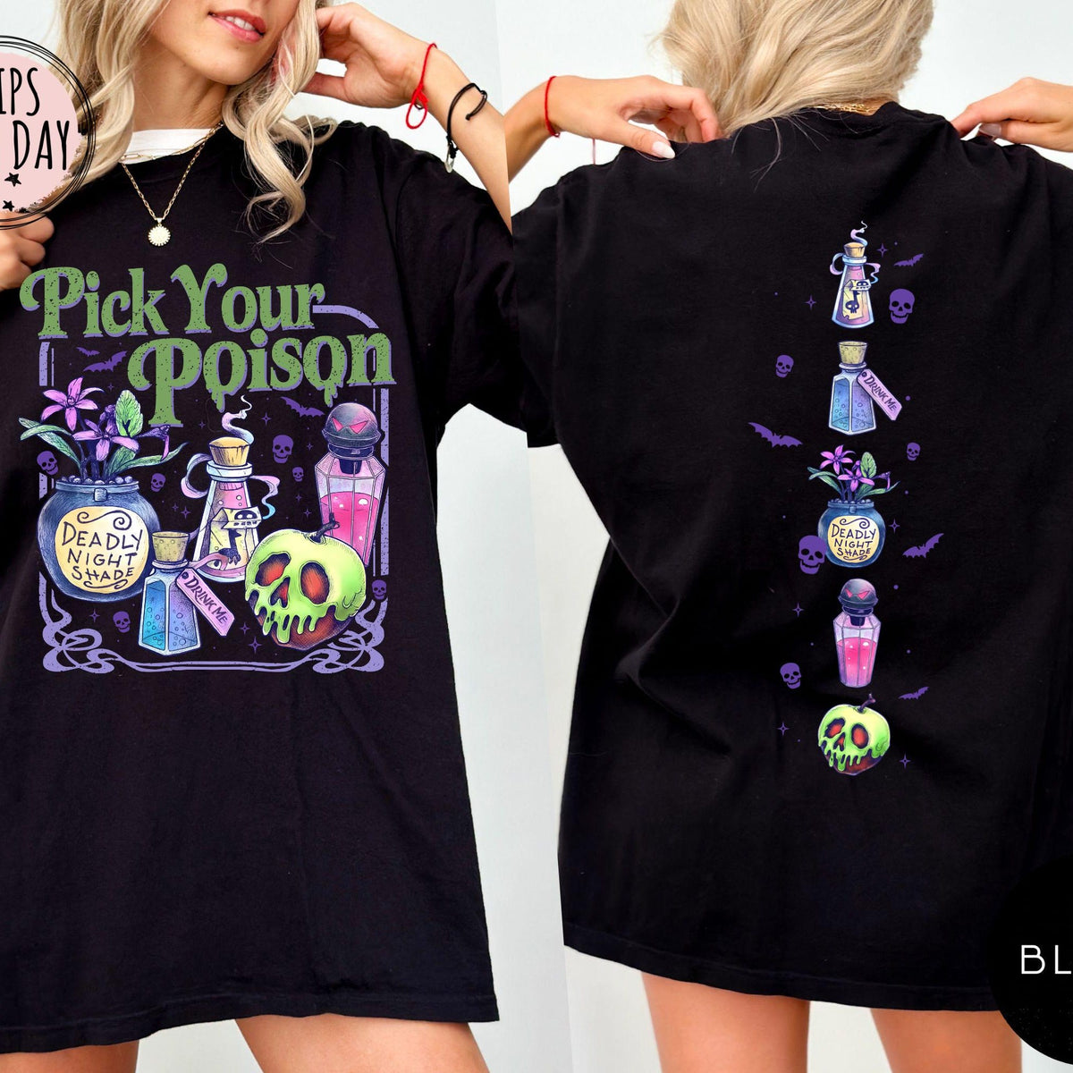 Comfort Colors Pick Your Poison 2 Sides Tee  Princess Halloween Shirt  Villains Cartoon Shirts Spooky Season Shirt