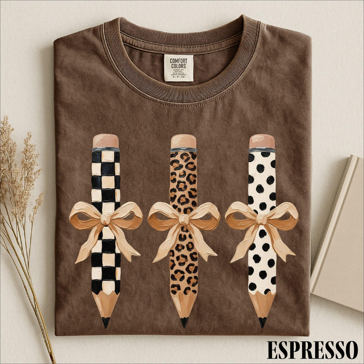 Coquette Pencil Shirt Teacher Aesthetic Tee Leopard Bow Shirt School Graphic Comfort Colors TShirt