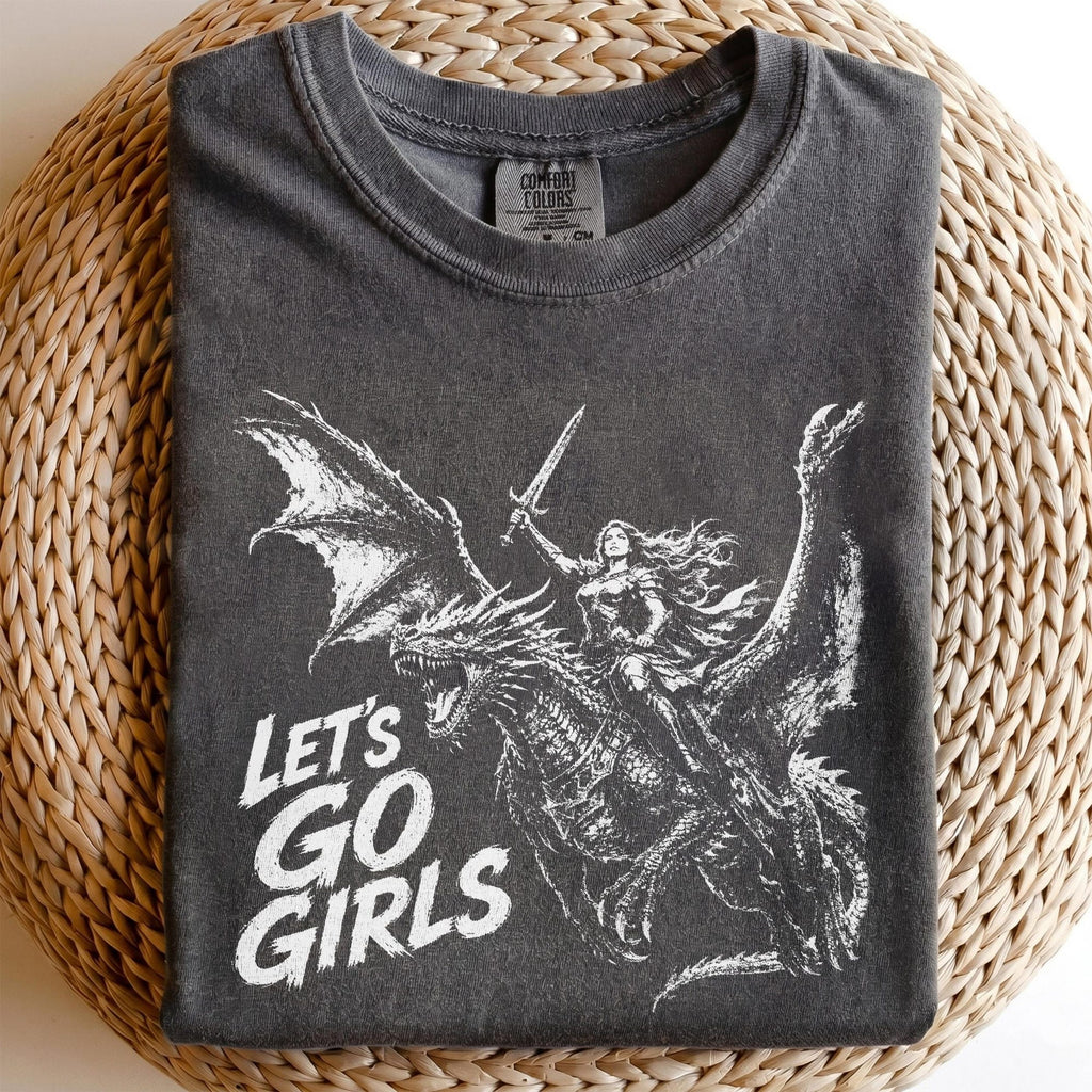 Warrior Woman Dragon Rider Shirt Fantasy Graphic Tee Feminist Empowerment