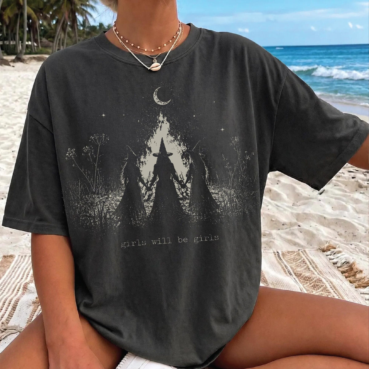Comfort Colors Girls Will Be Girls Witch Tshirt Vintage Halloween Women Shirt Feminist Witch ShirtFeminist ShirtSR349
